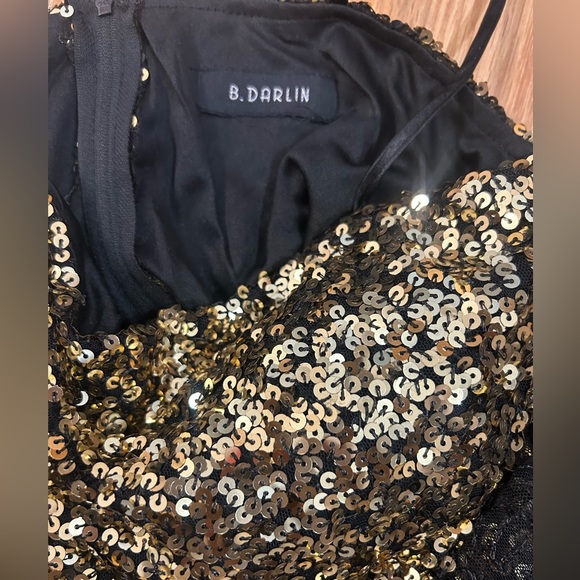 B Darlin A-Line, Square Neckline, Gold Sequined Dress. Size Small. NWOT. - Picture 10 of 10